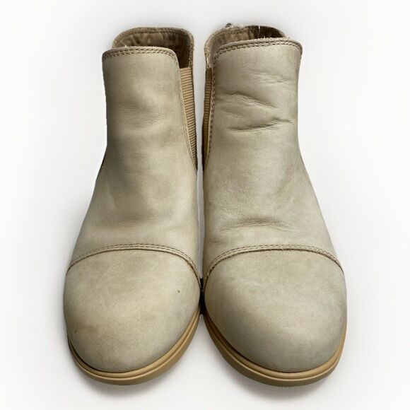 Sorel Womens Evie Tan Leather Waterproof Pull On Wedge Ankle Booties Size 8 VGC - Picture 3 of 9